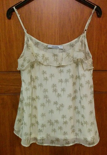 Top canotta stampa palme - , beige
